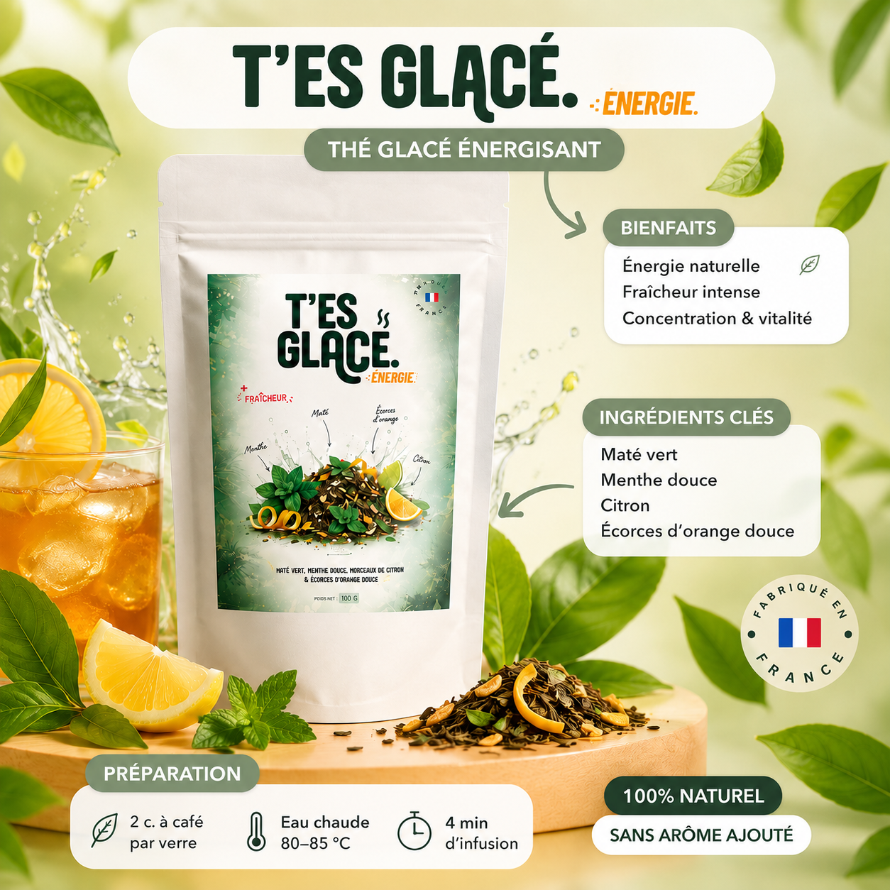 T'es Glacé Énergie · Maté Menthe & Citron